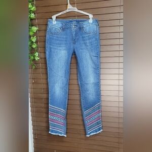 Crown & Ivy Skinny Cropped Embroidered Mid-rise Women's Jeans size 4R